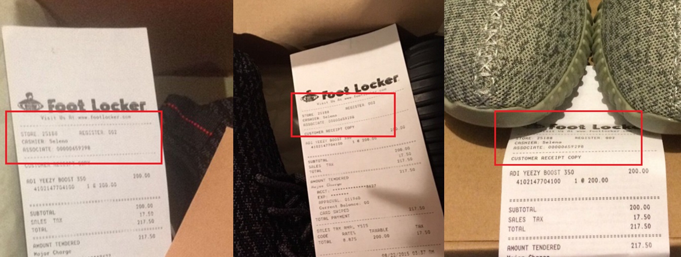 fake yeezy footlocker receipt